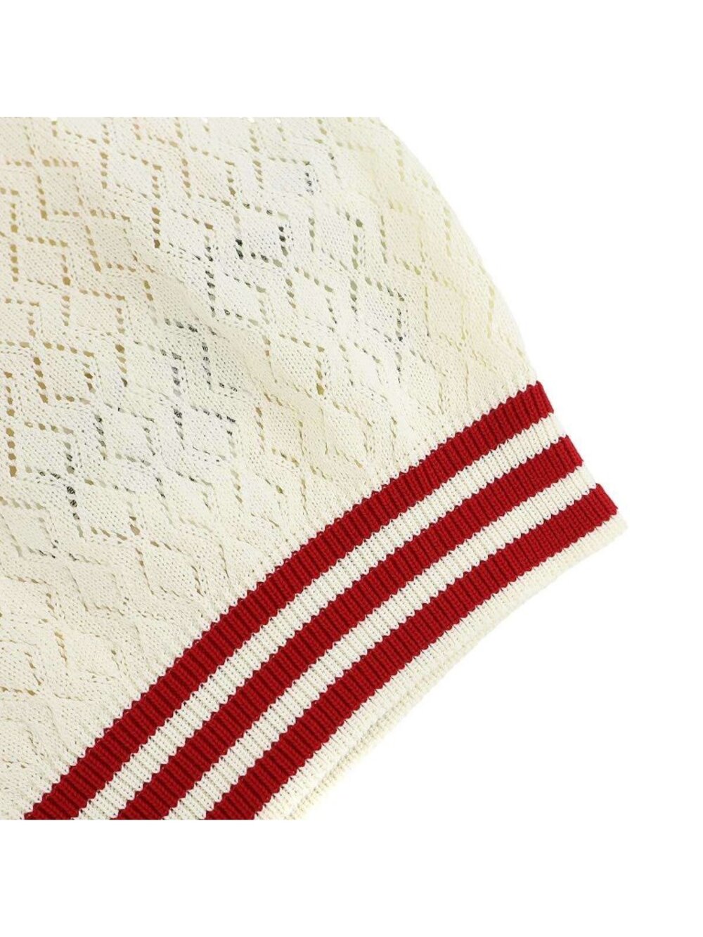 Gucci Adidas Short Sleeve Knit Polo Shirt Ivory XS - Picture 5 of 7